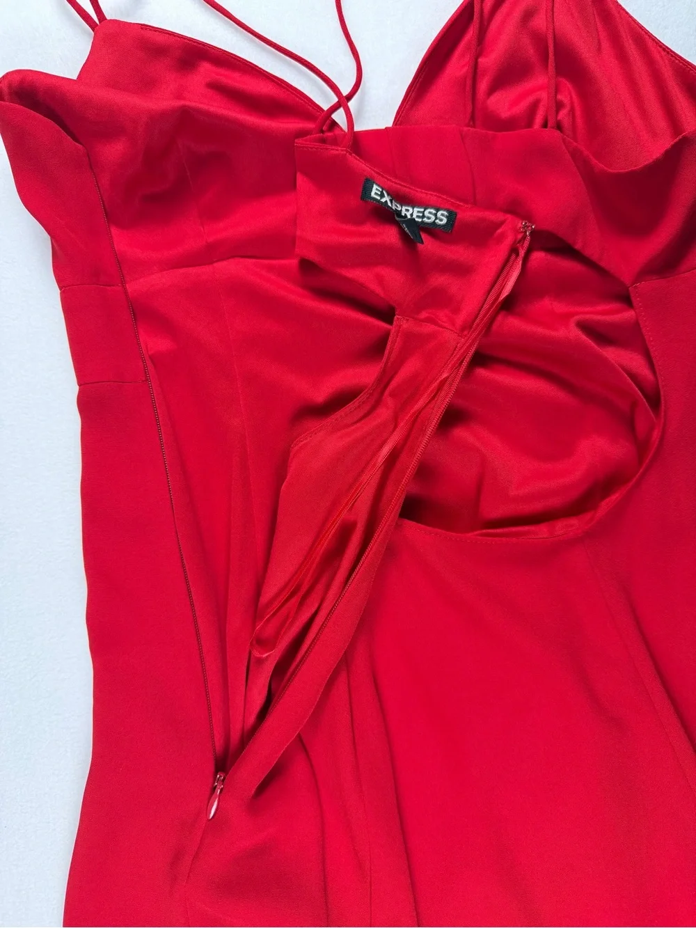 EXPRESS Red Open Back Strappy Cami Mini Dress Size 6 Cocktail Party Date Night - Picture 8 of 8